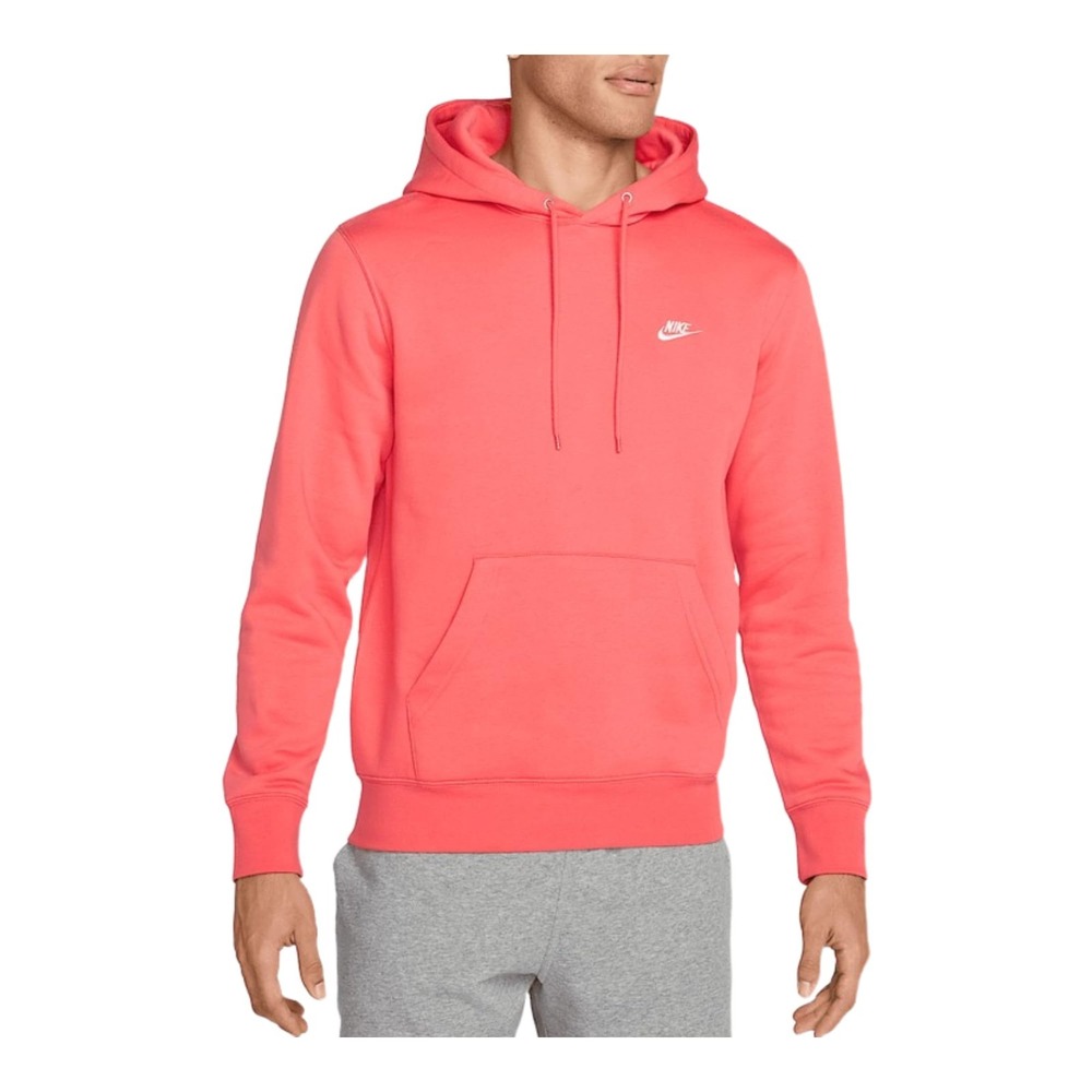 Nike Mens Hoodie Size L Club Fleece Pullover Sweatshirt Coral Pink NWT
